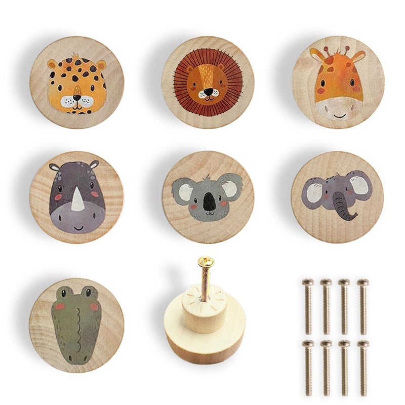 Lasyman Animal Wood Dresser Cabinet Drawer Knobs Round Unique Decorative Wooden Drawer Knobs for Kids Cabinets (8  Log color1) - Image 1